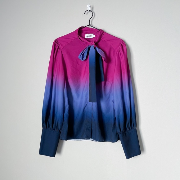 Tanya Taylor Susan Ombre Top Blouse Bow - Picture 1 of 8